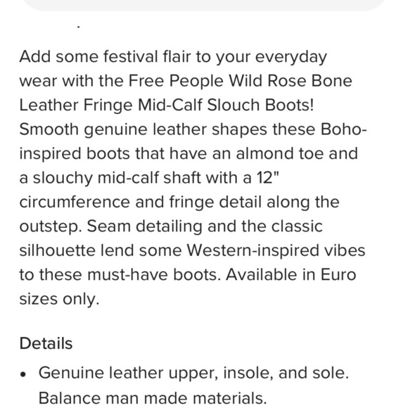 Free People boots Wild Rose Slouch Size 8.5 cream - Picture 9 of 11